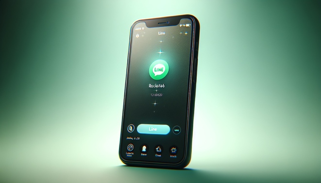 alt_text: A smartphone displaying a LINE chat with 'rockstar66' on a soft green gradient background.