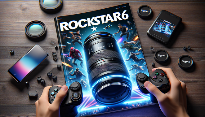 alt_text: Magazine cover for "rockstar66 ดีไหม" featuring a smartphone and gaming imagery in a photorealistic style.