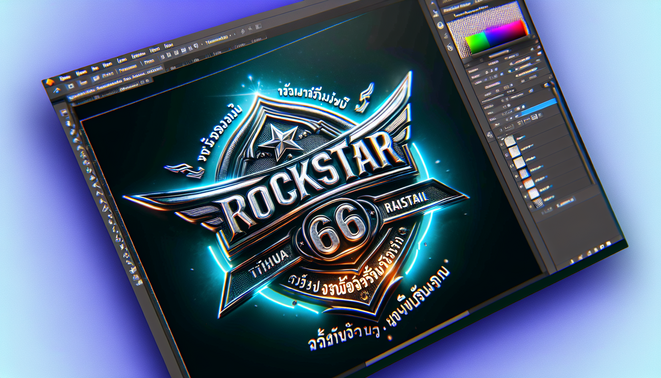 alt_text: A striking cover image for 'rockstar66', featuring a metallic logo and Thai tagline, exciting vibes.